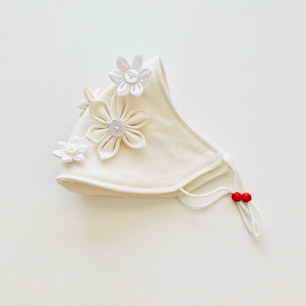 NEW Handmade White 3D Flowers Face Mask